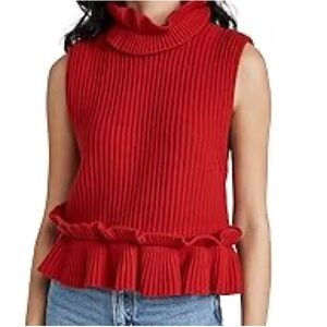 Ganni Red Wool Turtleneck Sweater